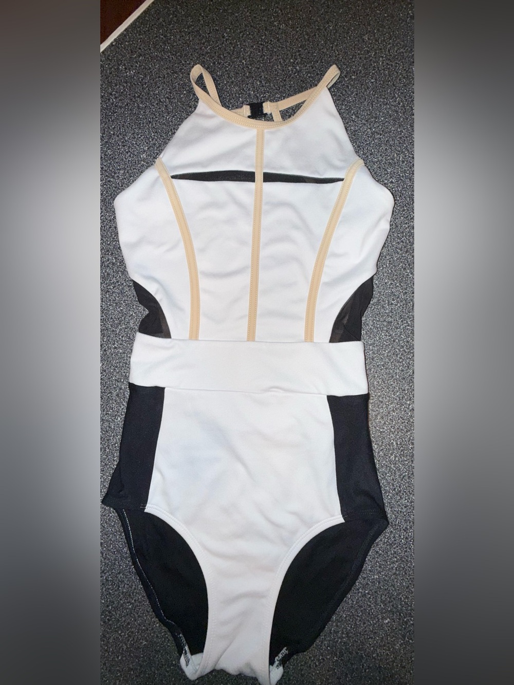 Jo & Jax Dance Leotard White & Black Size Adult X-Small